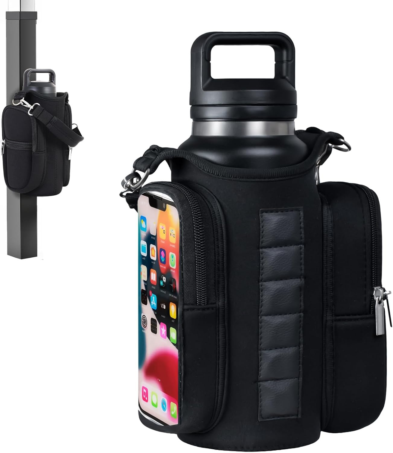Magnetic Gym Bag for Men & Women - Water Bottle Holder, Crossbody Strap, Touchsc