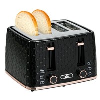HOMCOM Toaster with 4 Slot, 7 Browning Levels, 1600W, Black Honeycomb