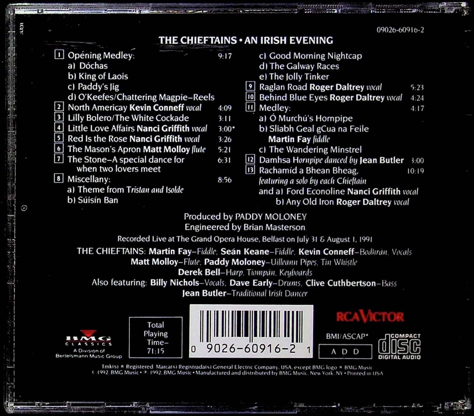 An Irish Evening by The Chieftains CD Live Belfast w/ Roger Daltrey - Image 3 of 3