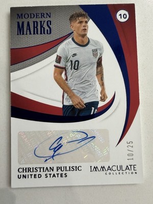 Christian Pulisic ! 2021 Immaculate AUTO Modern Marks ! JERSEY NUMBER 10/25 !