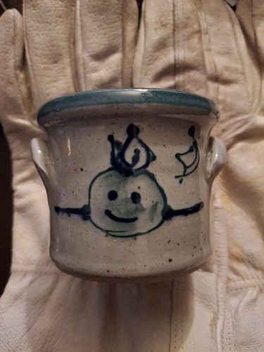 Great Bay Art Pottery Christmas Snowman Head Penguin Angel Pot Planter Handles. - Picture 2 of 13