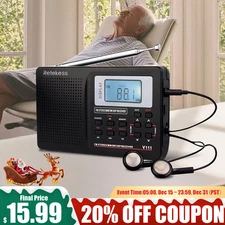 V111 Portable Radio,FM/AM/SW Digital Stereo Radio With Headphone For Xmas Gift