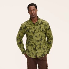 Adult Long Sleeve Toile Print Flannel Button-Down Shirt - Woolrich large