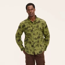 Adult Long Sleeve Toile Print Flannel Button-Down Shirt - Woolrich medium