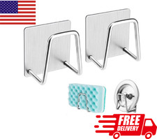 4-Pack Stainless Steel Sink Sponge Holder Adhesive Kitchen Caddy Organizer Set