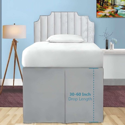 Hellgrau Twin XL Bettumrandung - 32 Zoll Drop für Hochbetten, Plissee Eleganz - Bild 4 von 9
