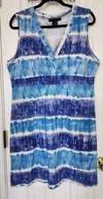 Calvin Klein Jeans Women's Blue Multi Sleeveless V-Neck Day Dress Size XL 
