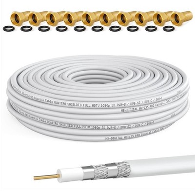 Antennen KABEL 20m SAT KOAX  4 fach 135 HQ Koaxial für HD+ sky 3D FULL HDTV 4K