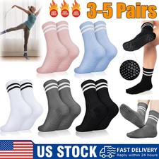 Pilates Socks for Women with Non Slip Grippers, Yoga Crew Socks, Barre Hospital