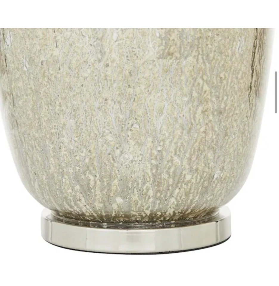 27 in. Silver Glass Task and Reading Table Lamp with Faux Mercury Glass Finish - Image 4 of 4