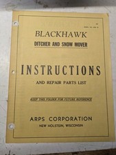 Arps Blackhawk Ditcher Snow Mover Instructions Repair Parts List 1946 Dsm 25