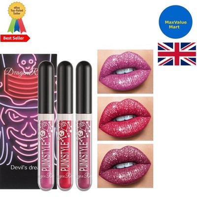 Diamond Shimmer flüssiger Lippenstift Set - 3 Stück funkelnde Farben für kräftige, sexy Looks