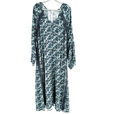 Knox Rose Floral Print Maxi Dress Women's XXL Green Long-Sleeve Cottagecore Boho