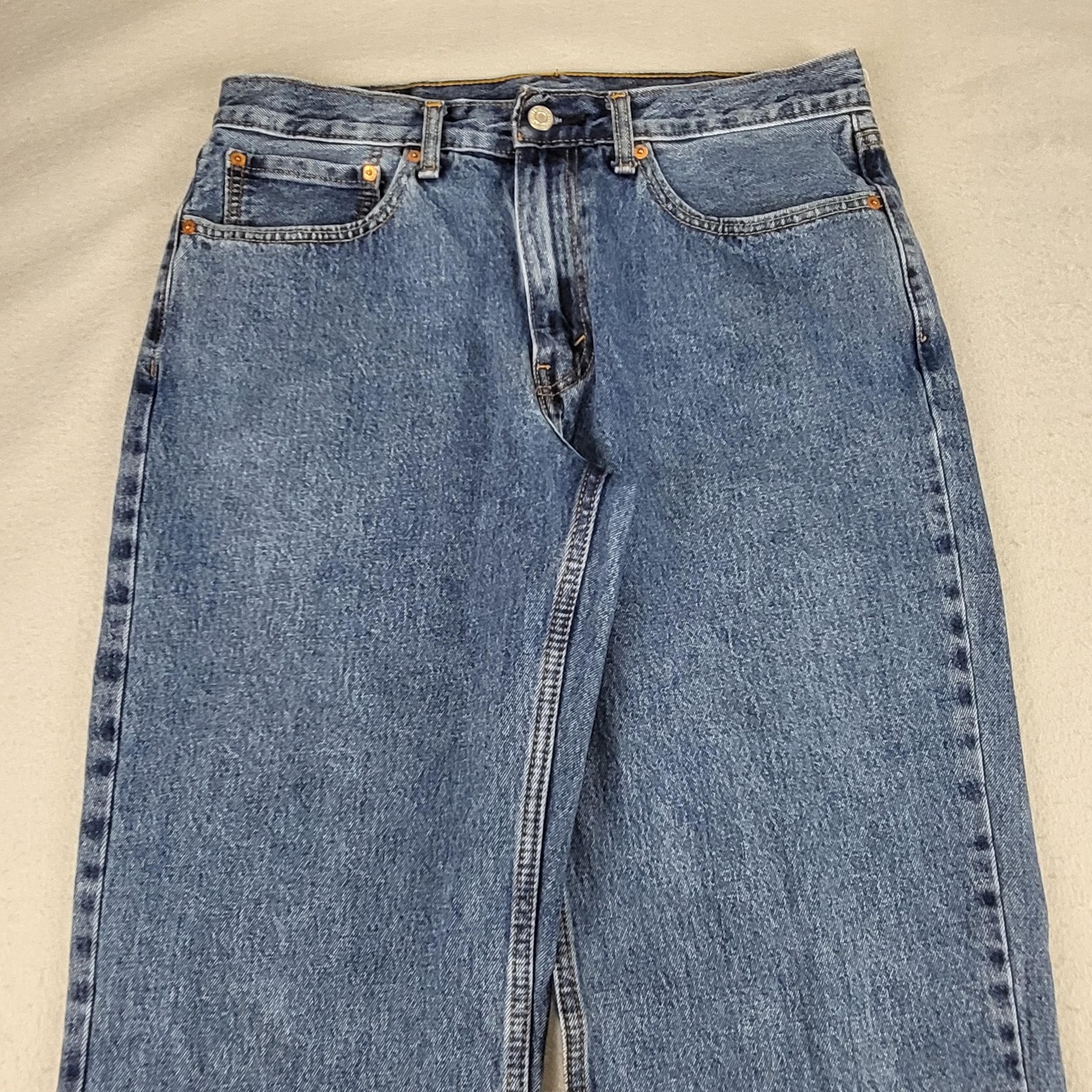 Levis 550 Jeans Mens 34x33 Blue Medium Wash Relaxed Taper Denim Tag 34x34 thumbnail 2
