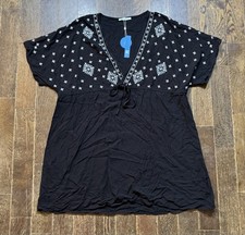 CUPSHE V-Neck Drawstring Cover Up Swimwear Beach Reasortwear Black Women's Sz M