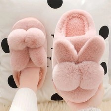 Winter Warm Cotton Slippers Plush Cartoon Soft Indoor House Shoes Women