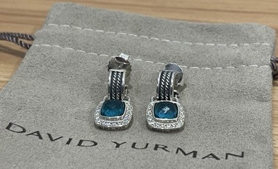 David Yurman Hampton Blue 925 Albion Sterling Silver and Diamond Earrings