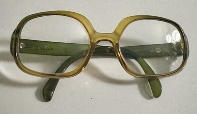 Vintage 70s COBRA Green/Yellow Translucent Eyeglasses Frames Austria Eye Glasses