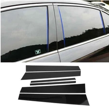 Black B Pillar Posts Trim for Honda Civic 06-11 (4dr) 6x Set Door Cover Sticker