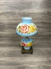 Gone With The Wind Hurricane Blue Floral Milk Glass 3-way Parlor Lamp