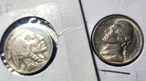 1938 First and Last Year Nickel 1938 D Buffalo and Uncirculated 1938 P Jefferson