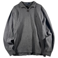 Vintage 90s Polo Ralph Lauren Men's Logo Quarter-Zip Pullover Sweater Gray XL 