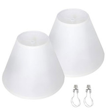 Set of 2 White Linen Empire Lamp Shades Table Floor 6" Top 13" Bottom 10" High