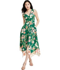 Vince Camuto Womens Floral Midi Dress, Green, 12