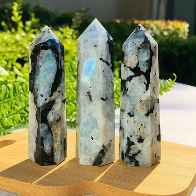 #ad Natural Moonstone Crystal Tower Point Healing Chakra Specimen Obelisk Home Decor $16.99