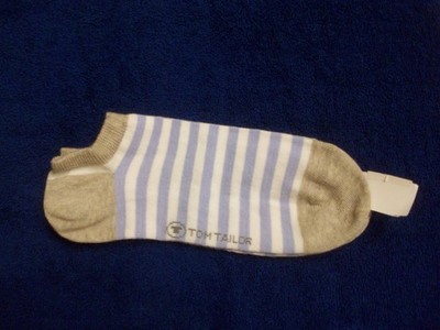 1 Paar gestreifte Söckchen Grau-Blau-Weiß Tom Tailor Gr. 39-42  Unisex