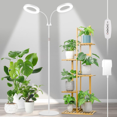 LBW Dual Head Grow Light with Stand for Indoor Plants, Full Spectrum Grow Light