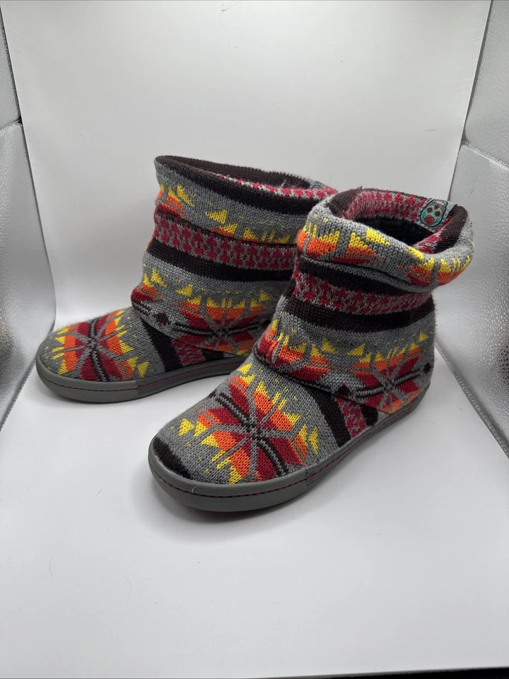 Tigerbear Republik Aztec Southwestern Knit Slipper Ankle Boots Fleece Lined 6.5 - Image 2 of 4