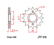 JT Front Sprocket 16 16T Tooth KLX250S & SF 06-20 KLX300R 20-24 KLR650 87-89
