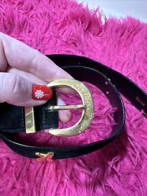 VTG Paloma Picasso Black Patent Leather Belt with Gold Crescent Buckle Paloma Picasso | Accessories | Paloma Picasso Black Patent  main image 2