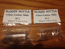Blooze Bottle Glass Guitar Slide - Short 2" Clear w/Lip - SC2 - 2 Pack - New