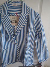 Just In Case ‘arizona’ Striped Blue White Summer Rowing Blazer Eur 40 Unlined