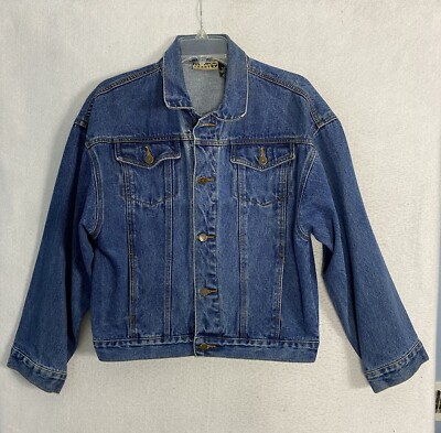 VTG French Toast Womens Denim Jacket L 14/16 Blue Pockets Grunge Trucker Stain
