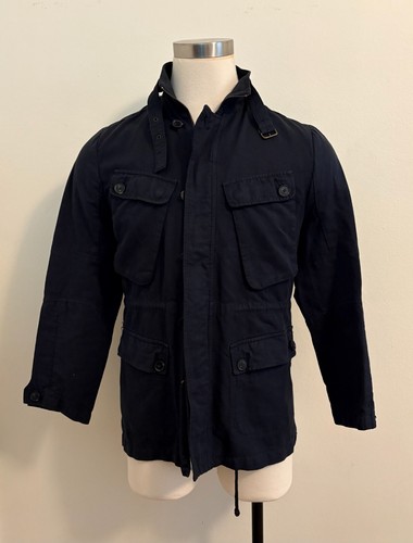 Nice Collective Cotton & Linen Blend Field Jacket Navy Blue (size: M)