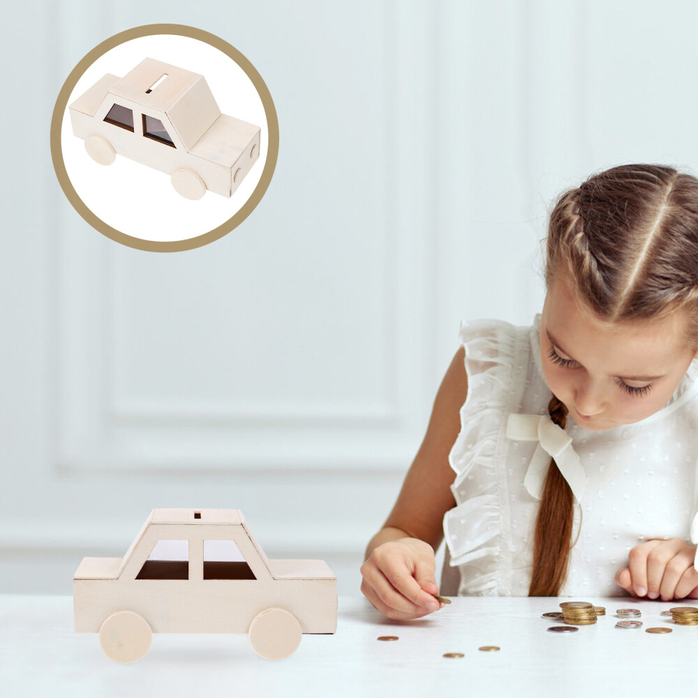 Students Bank Wooden Piggy Money Letter for Kids Design Alphabet Coin Child