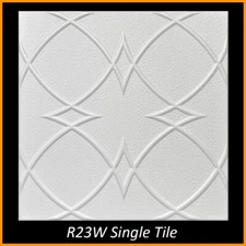 DIY Ceiling Tiles, Glue Up, Foam, 20x20, R23 White Pack of 96 (253 s/f)