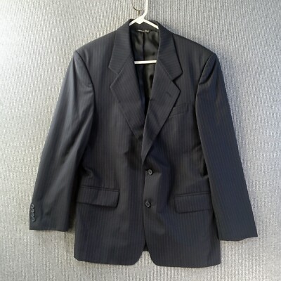 Roberto Villini Blazer Jacket Men 40R Blue Pinstriped Capri 2 Button
