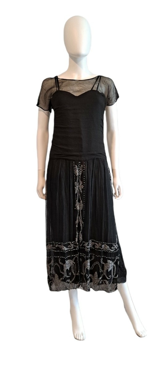 silk flapper dress Vintage 1920s copper silk satin beaded flapper dress Palm Beach Vintage
