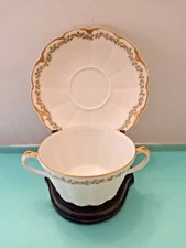 Theodore Havilland Limoges France Double Handled Soup Cup & Saucer ca 1903