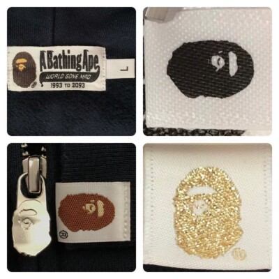 BAPE HEAD Swarovski logo full zip hoodie Navy A Bathing Ape