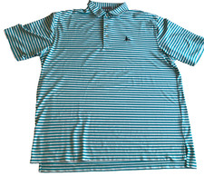 Peter Millar Summer Comfort Men's Golf Shirt Polo Green Striped Stretch XL