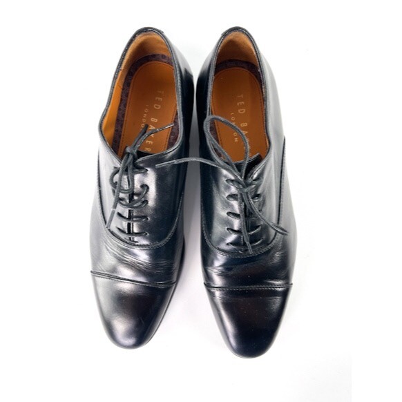 Ted Baker  Black Brown Patent Leather oxfords dress‎ shoes size 7.5 US/40.5 EU Mens Ted Baker Walster Black Leather Oxford Shoes Size 7.5  main image 2