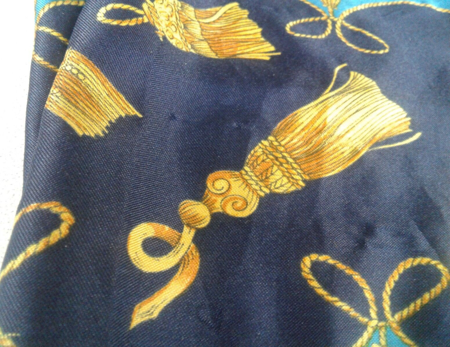 Ladies Blue Polyester Rectangular Scarf With Gold… - image 12