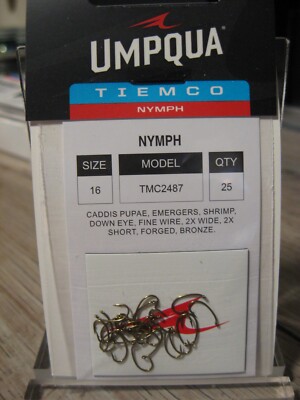 25 Umpqua Tiemco Fish Hooks - Shrimp Caddis - Fine Wire 2X Wide 2X Short Size 16