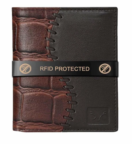 New Men's Brown Colour Genuine Leather RFID Blocking Bi-fold Wallet