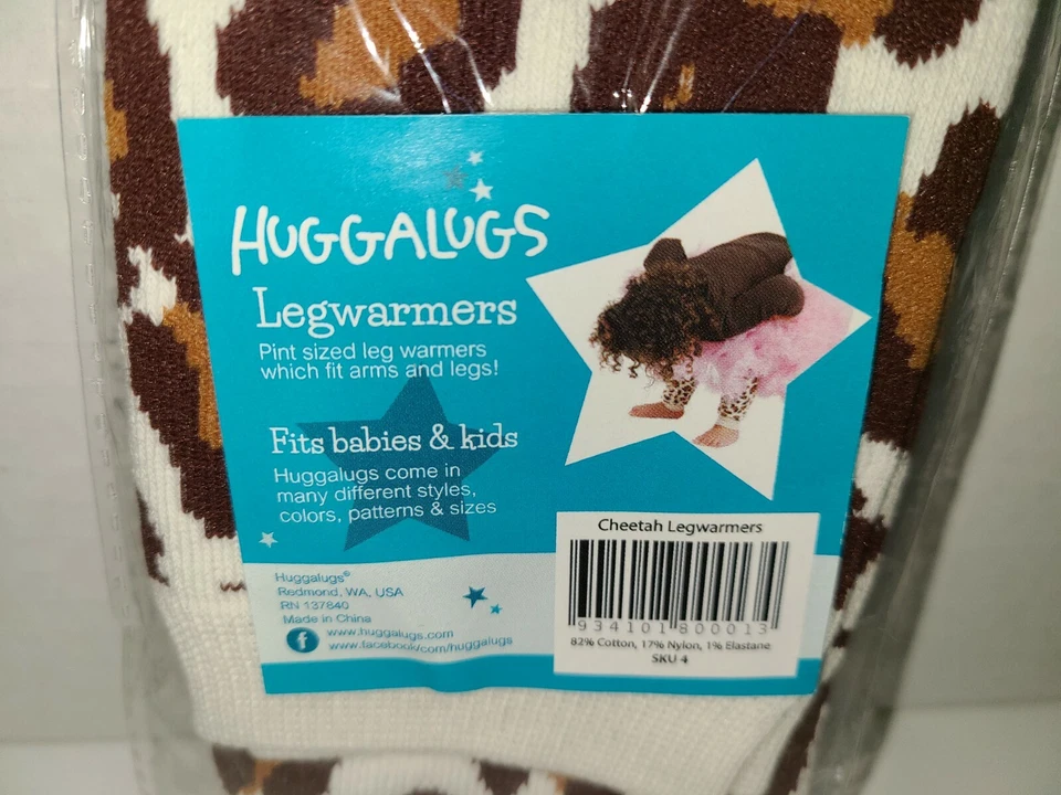Huggalugs Kids Leg Arm Warmers Leg CHEETAH PRINT Legwarmers Baby & Kids - Image 2 of 2